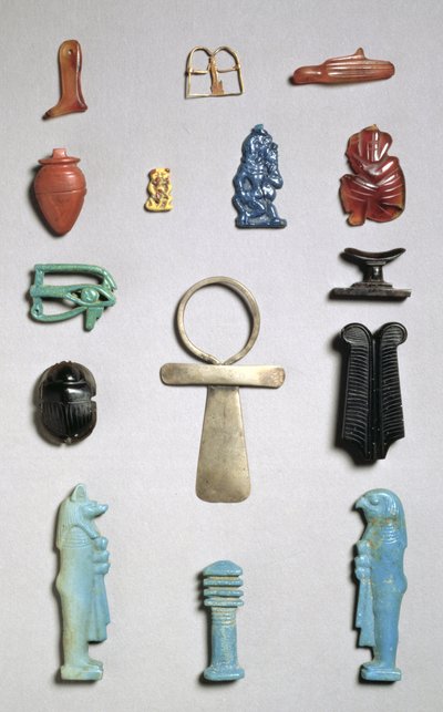 Egyptian amulets, beads and pendants by Egyptian